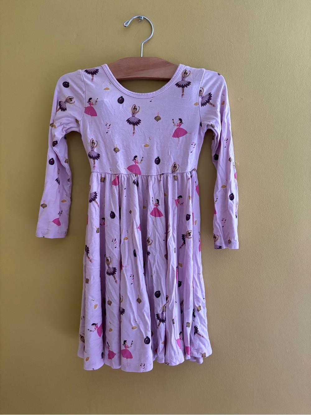 Kyte BABY Light Pink Ballerina Print Long Sleeve Dress